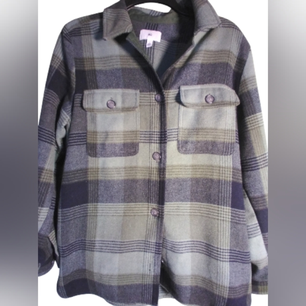 BP Womens Plaid Flannel Jacket Pockets Outdoors Size M Winter Hunting Casual